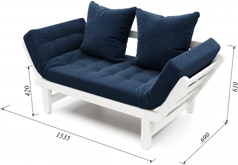 Кушетка Arsko Сламбер белая эмаль синий велюр