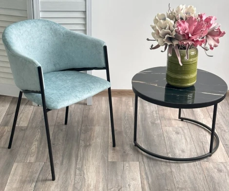 Стул M-City ДИЛЛ, цвет RAIN 7 бриз, велюр / черный каркас