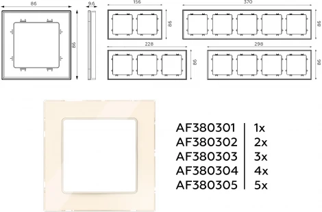 Рамка Ambrella Volt ALFA Platos (Бежевый Стекло закаленное натуральное) 4-ая AF380304