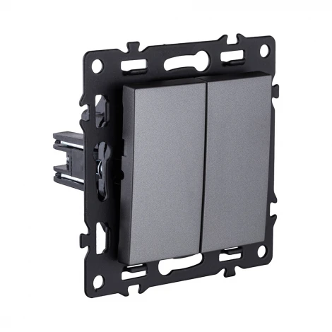 Выключатель кнопочный 2-клавишный 10А/250В серый Kollinger Asthetik AS-025GY