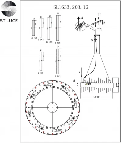 Подвесная люстра Olvera SL1633.203.16 ST Luce (220V, на тросе, круглые)