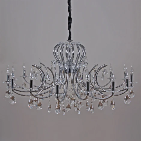 Подвесная люстра ILLUMICO IL2326-16POR-39 CR (220V, хрусталь, на цепи, подсвечник, свеча)