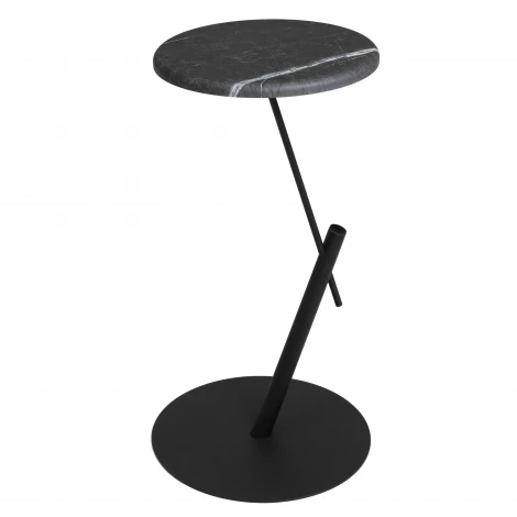 Стол приставной круглый МеталлАрт М015 черный мрамор/черный Mebelik 009505