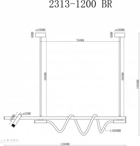 Подвесной светильник с гибким неоном iLedex Cross 2313-1200 BR (220V)