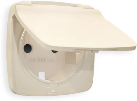 Лицевая панель Ambrella Volt OMEGA (Бежевый матовый) для электрической розетки с/з со шторками и крышкой IP44 QUANT OP3280