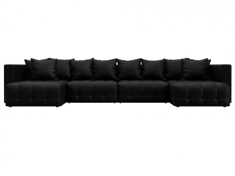 Диван П-образный Лига-052 НПБ Лонг (ЛДСП,Брус,Фанера/Пластик/Экокожа/Черный) Лига Диванов 129920