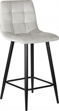 Стул полубарный DOBRIN OLIVIA (черные матовые ножки, светло-серый велюр (108-52))