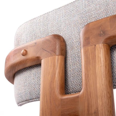 Стул полубарный Rich рогожка бежево-голубая с ножками цвета орех Bradex Home арт.RF 0861