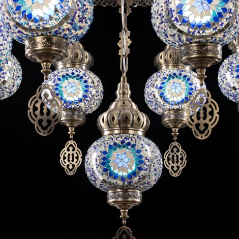 Подвесная люстра с подвесками Citilux Каир CL419186 Мозаика синяя