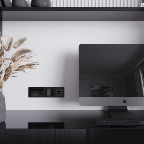 Накладка для двойной розетки Еthernet RJ-45 (черный акрил) Werkel W1191148 (a064021)