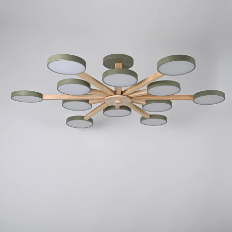 Потолочная люстра Wi-Fi на штанге Turna L12 Khaki By ImperiumLoft Turna-B01 (LED, 220V, голосовое управление, умный дом - Алиса)