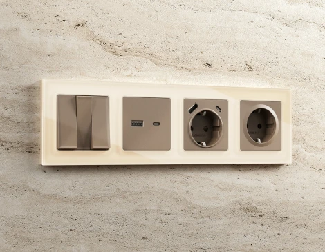 Рамка Ambrella Volt ALFA Platos (Бежевый Стекло закаленное натуральное) 4-ая AF380304