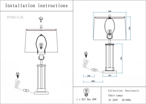 Настольная лампа Kink Light Милта 07703-T,20-21(01) бронза/прозрачный/белый E27 1*40W (220V, выключатель)