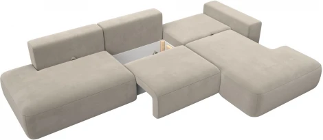 Диван угловой Лига-036 НПБ Модерн Лонг правый угол (Бежевый/Микровельвет) Лига Диванов арт.121415