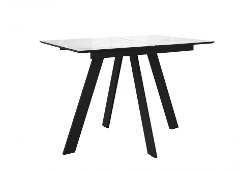 Стол DikLine DKD120 керамика 120(160)х80, Carrara Gloss (мрамор глянец белый), опоры черные (2уп.) 00-00085033