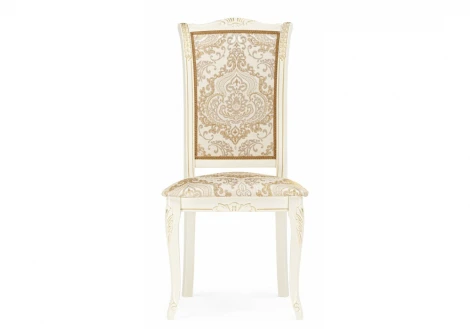 Обеденный стул Woodville Керия слоновая кость / золото патина