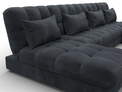 Диван П-образный Лига-116 НПБ (ДСП,ЛДСП,Велюр/Темно-серый) Лига Диванов 137313