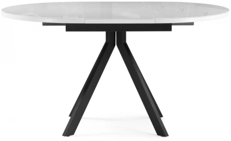 Стеклянный стол Notta Ален 100(140)х100х75 ультра белое стекло / черный 516558
