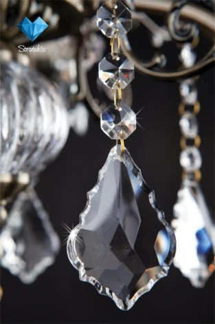 Подвесная люстра Eurosvet 3281 3281/5 античная бронза / прозрачный хрусталь (220V, хрусталь Strotskis, на цепи, подсвечник, свеча)