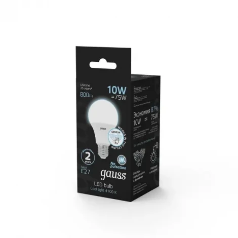 Лампочка светодиодная E27 10 Вт 920 lm 4100K нейтральное белое свечение Gauss 102502210