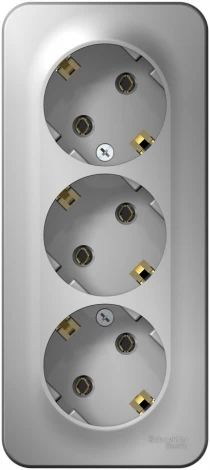 Розетка накладная тройная с заземлением (алюминий) Systeme Electric Blanca BLNRA010313