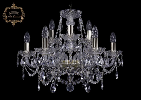Подвесная люстра Art Classic 11.25 11.25.6+3.200.Gd.Sp (220V, хрусталь, на цепи, подсвечник, свеча)