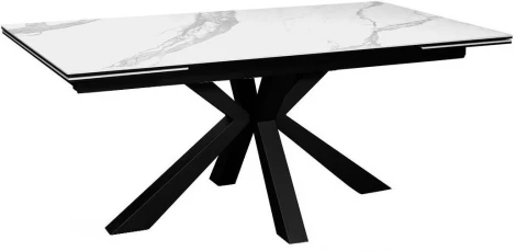 Стол DikLine SFE160 Керамика Белый мрамор/подстолье черное/опоры черные (2 уп.) 00-00069621