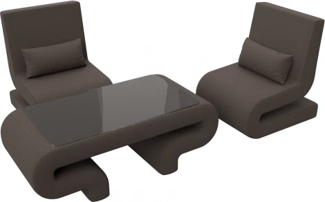 Набор Волна-3 (стол, 2 кресла) (Коричневый/Рогожка) Лига Диванов арт.125332