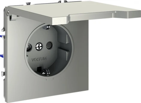 Розетка с заземлением, шторками и крышкой (шелк) Voltum S70 VLS040304