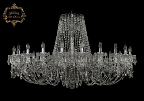 Подвесная большая люстра Art Classic 11.23 11.23.24.530.Cr.Dr (220V, хрусталь, на цепи, подсвечник, свеча)