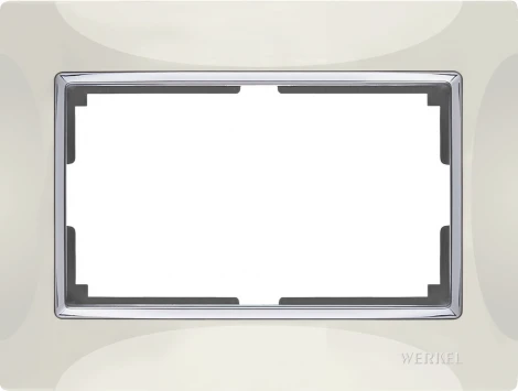 Рамка для двойной розетки Snabb (слоновая кость/хром) Werkel W0081903 (a051648)