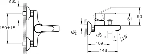 Смеситель VitrA Win S A42676EXP для ванны с душем