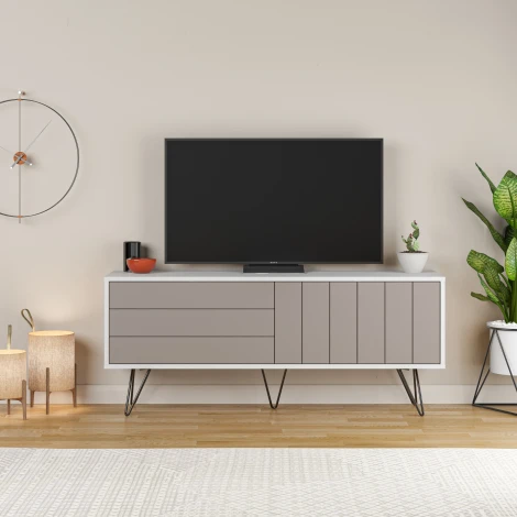 Тумба под ТВ PICADILLY TV STAND LEVE (ЛДСП,Металл/Черный,Белый) арт.LEV00428