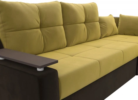 Диван угловой Кронос правый угол (Желтый,Коричневый/Микровельвет) Лига Диванов арт.114617