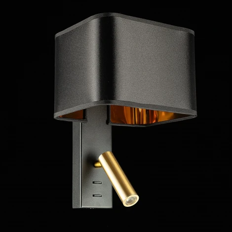 Бра с черным абажуром и выключателем с подсветкой для чтения Citilux Dekart CL704481