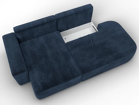 Диван угловой Лига-065 угол левый (ДСП/Пластик/Велюр/Синий) Лига Диванов 129808L