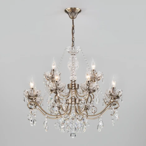 Подвесная люстра Eurosvet Teodore 10103/12 античная бронза/прозрачный хрусталь Strotskis