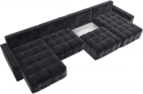 Диван п-образный с полками Лига-053 НПБ Лонг Лига Диванов (Велюр) арт.128995