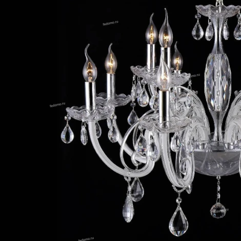 Люстра подвесная хрустальная Crystal Lux Glamour, 12 ламп, хром с белым и прозрачным