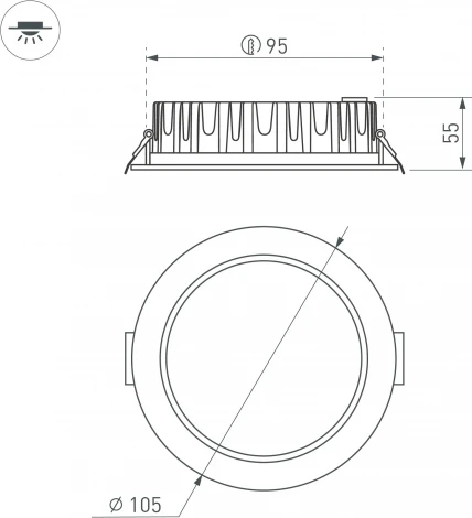 Точечный светильник встраиваемый MS-MIST-BUILT-R105-9W Day4000 (WH, 110 deg, 230V) (Arlight, IP54 Металл) 039061