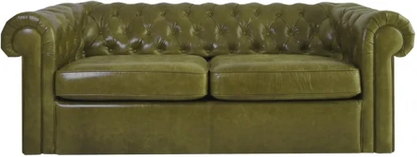 Диван Chesterfield ОГОГО (арт.329697), (Кожа/Зеленый)