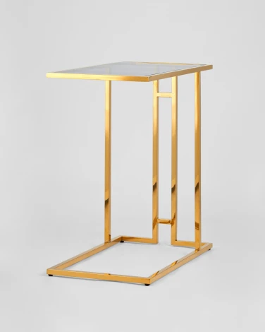 Журнальный столик Stool Group 50*32 БОСТОН стекло smoke сталь золото УТ000001973