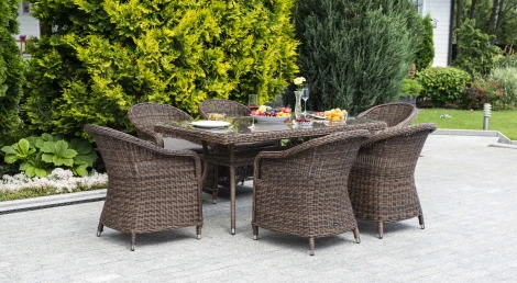 Обеденная группа плетеная, цвет коричневый 4SIS Эспрессо EC6T-7-SET brown