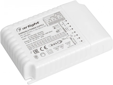 Блок питания ARJ-SP-30-PFC-1-10V-DALI2-PD (30W, 300-900mA) (Arlight, IP20 Пластик, 5 лет) 025122(1)
