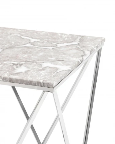 Журнальный столик Stool Group Авалон 61*61 серый мрамор сталь серебро УТ000036333