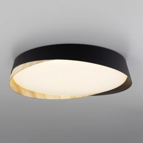 Потолочный светильник RGB круглый Citilux Bonny CL754351G Черный+Клен LED с пультом (220V, круглые)