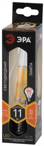 Лампочка светодиодная филаментная E14 11W ЭРА F-LED BXS-11W-827-E14