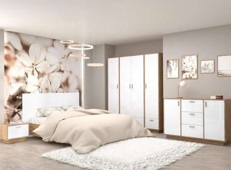 Шкаф Woodville Эго Шк-1 на подиуме дуб крафт золотой / белый глянец 455854