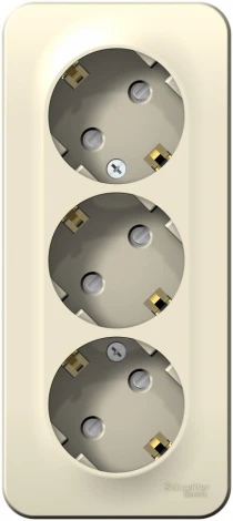 Розетка накладная тройная с заземлением и шторками (молочный) Systeme Electric Blanca BLNRA011312