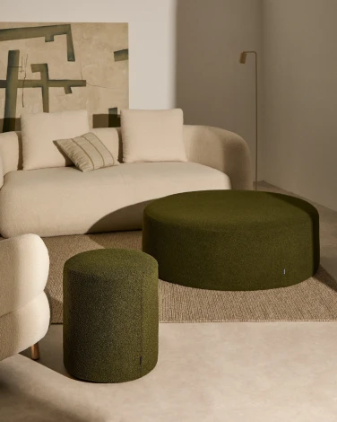 Пуф Kaeli со съемным чехлом из зеленого букле Ø 43 см La Forma (ex Julia Grup) арт.212469